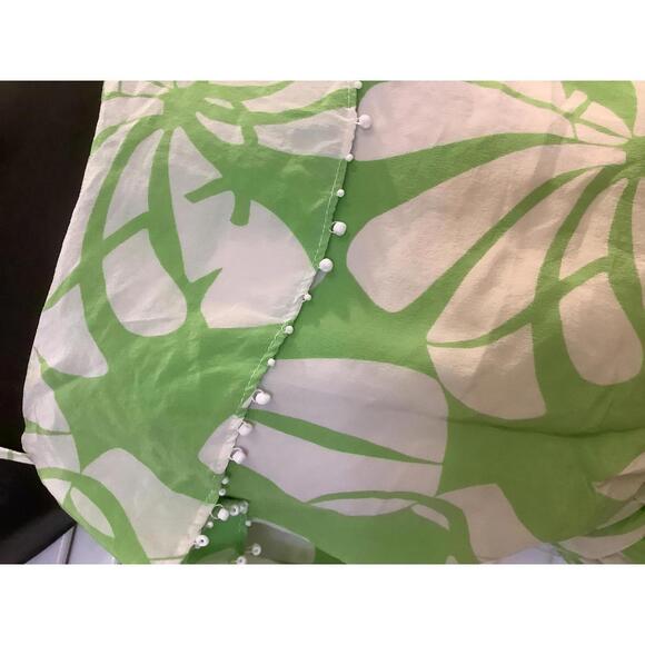 Lilly Pulitzer Green Leaf Print Belted Silk Dress Flowy Sporty 0 - Picture 2 of 5